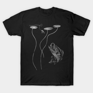 Bass Fishing Bass Rising Lilly Pad Largemouth Bass T-Shirt